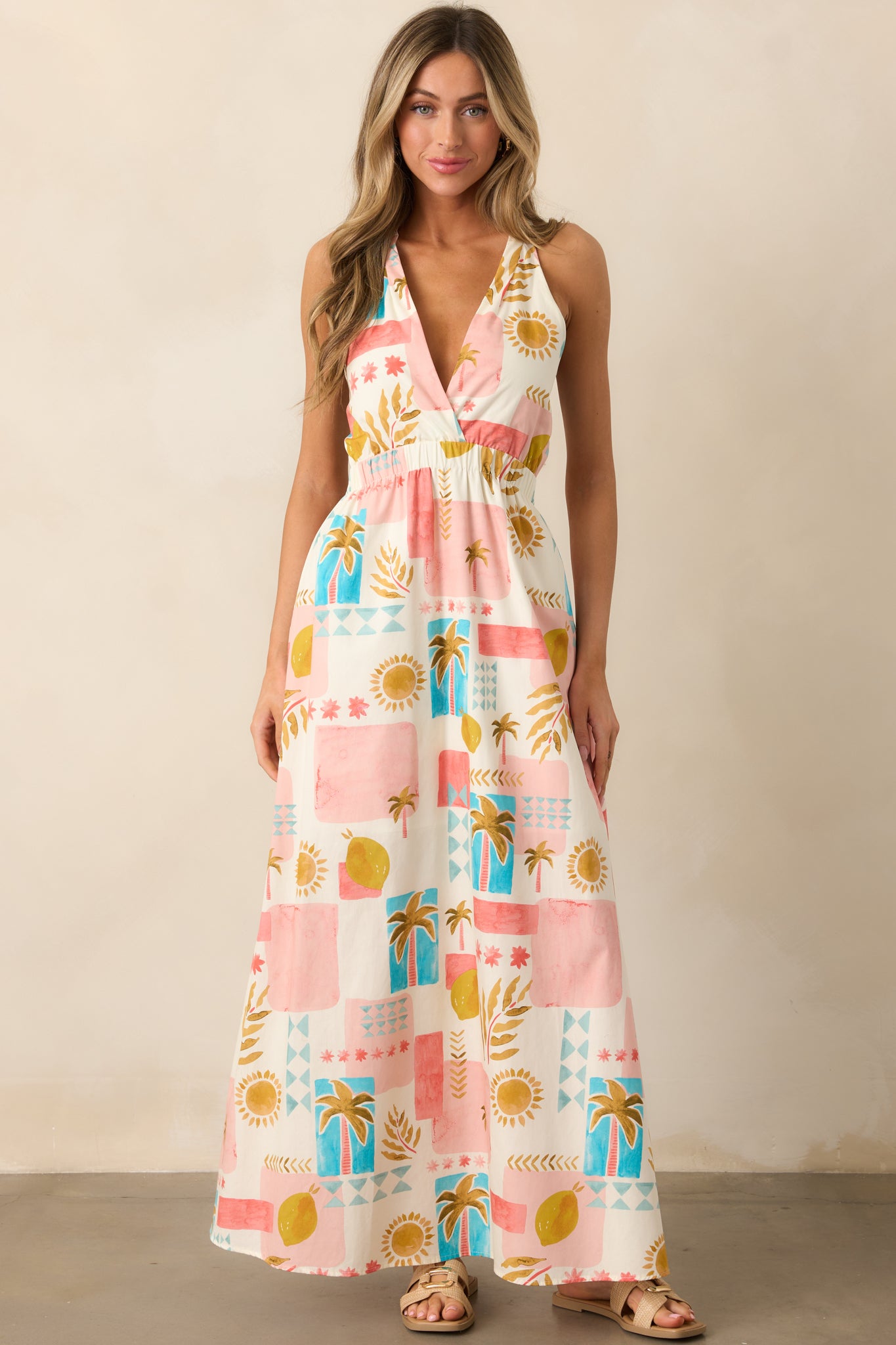 Pink Multi Tropical Print Maxi Dress - All Dresses | Red Dress Pink Multi Tropical Print Maxi Dress - All Dresses | Red Dress