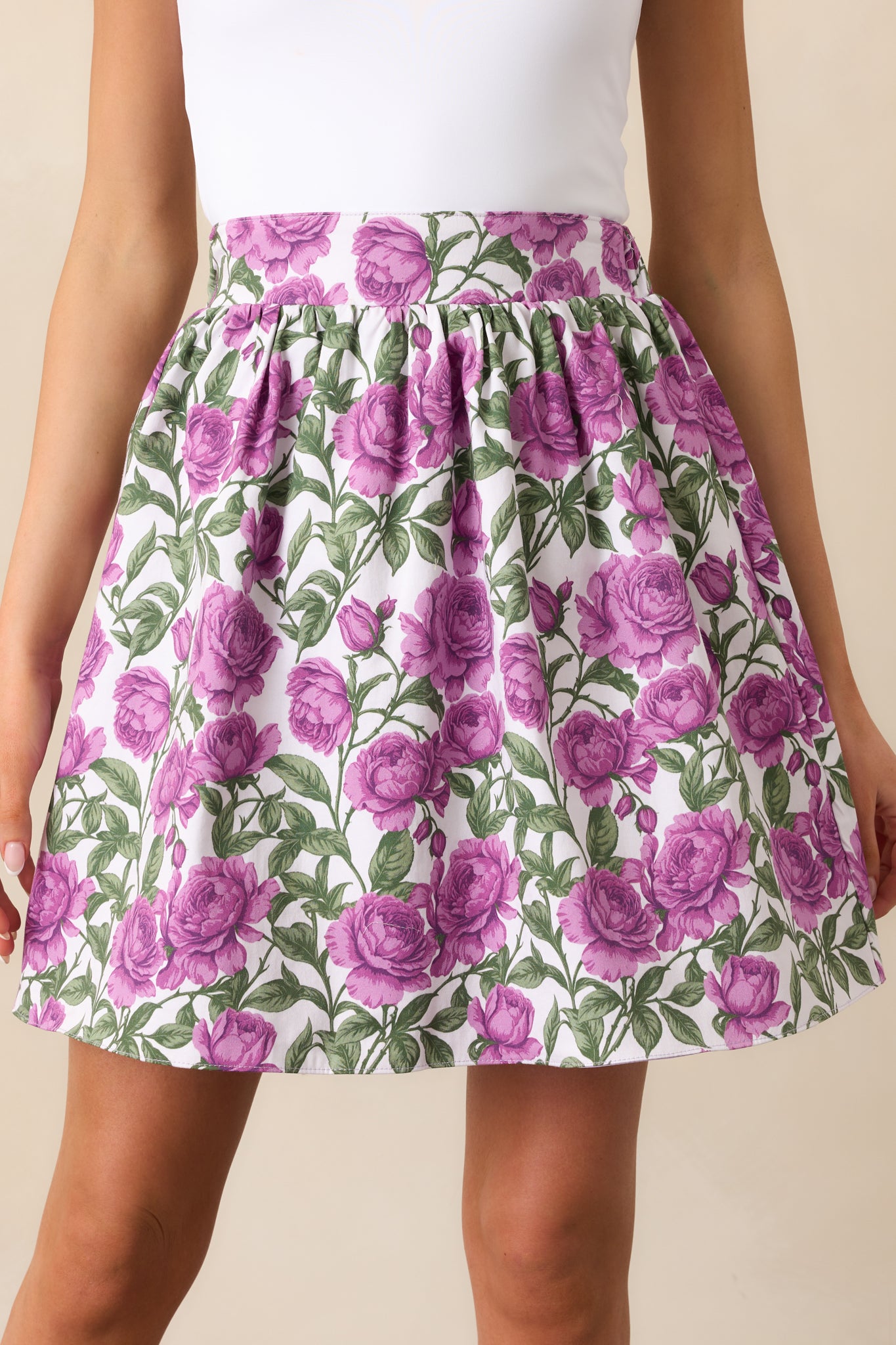 Adrian Violet Blooms Lilac Floral Cotton Reversible Skirt