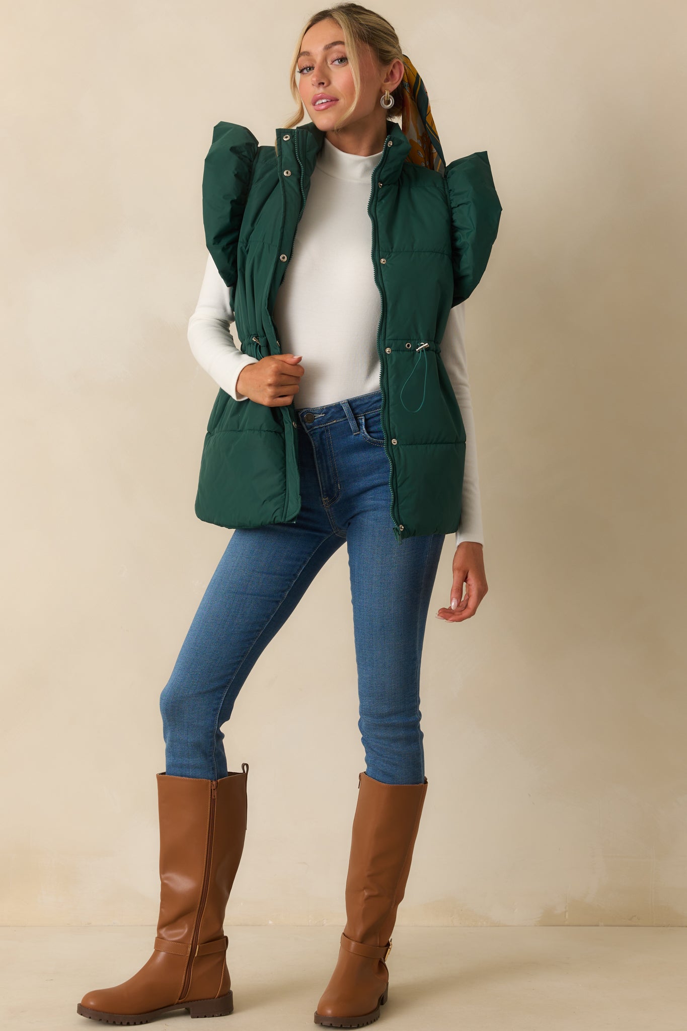 green vest dress Retro Stage Green 1950s V-Neck Pockets Belted Vest Dress main image 1
