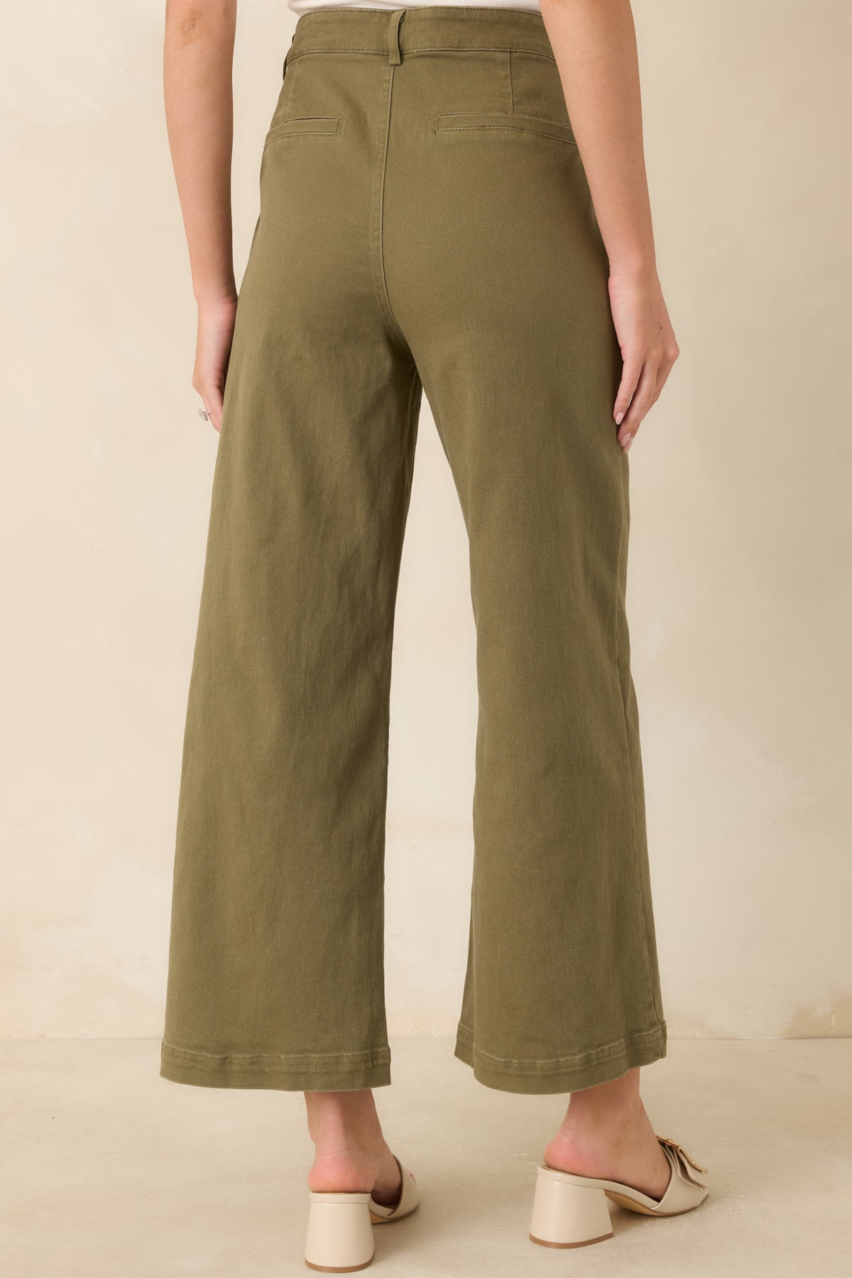 Rear view of the high-rise jeans showcasing faux welt pockets and a clean, structured silhouette.