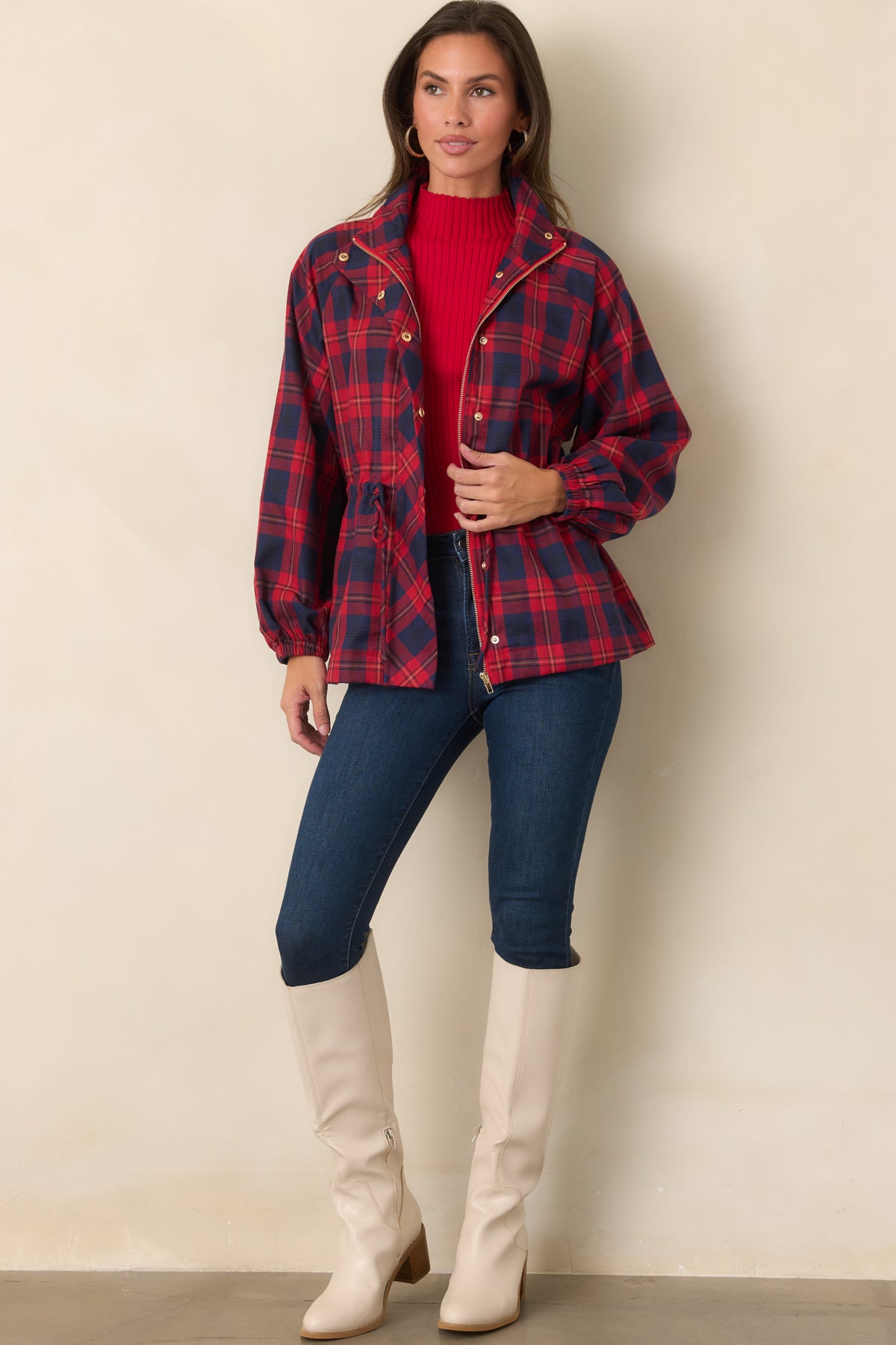 Rich dark wash skinny jeans with a streamlined silhouette and classic five-pocket styling.