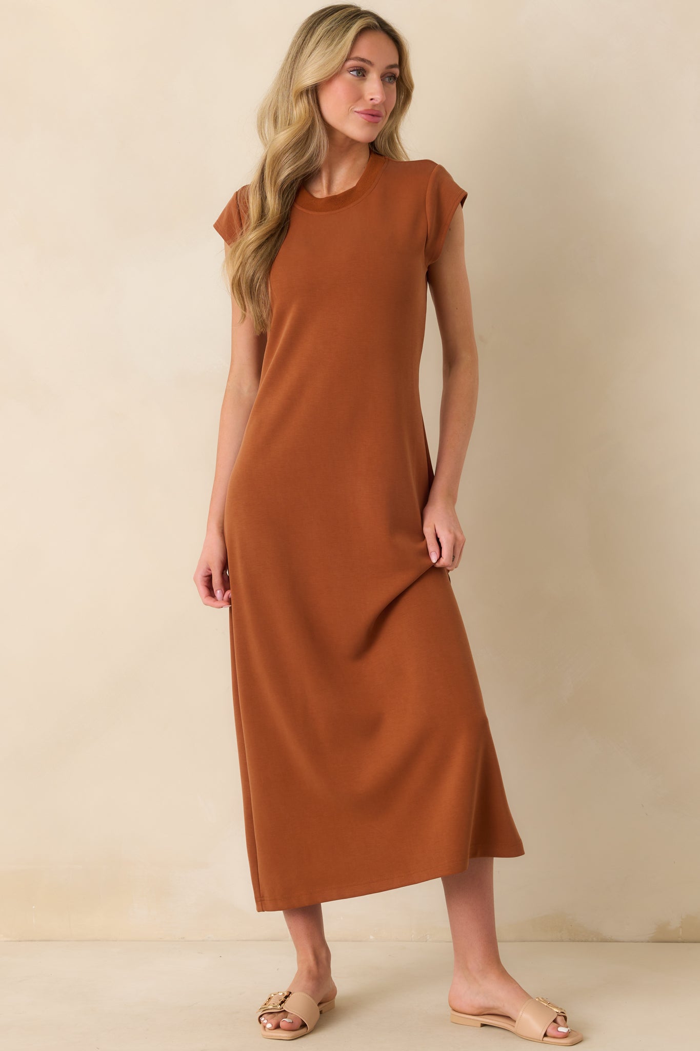 Take The Long Way Home Rust Orange Cap Sleeve Maxi Dress Take The Long Way Home Rust Orange Cap Sleeve Maxi Dress
