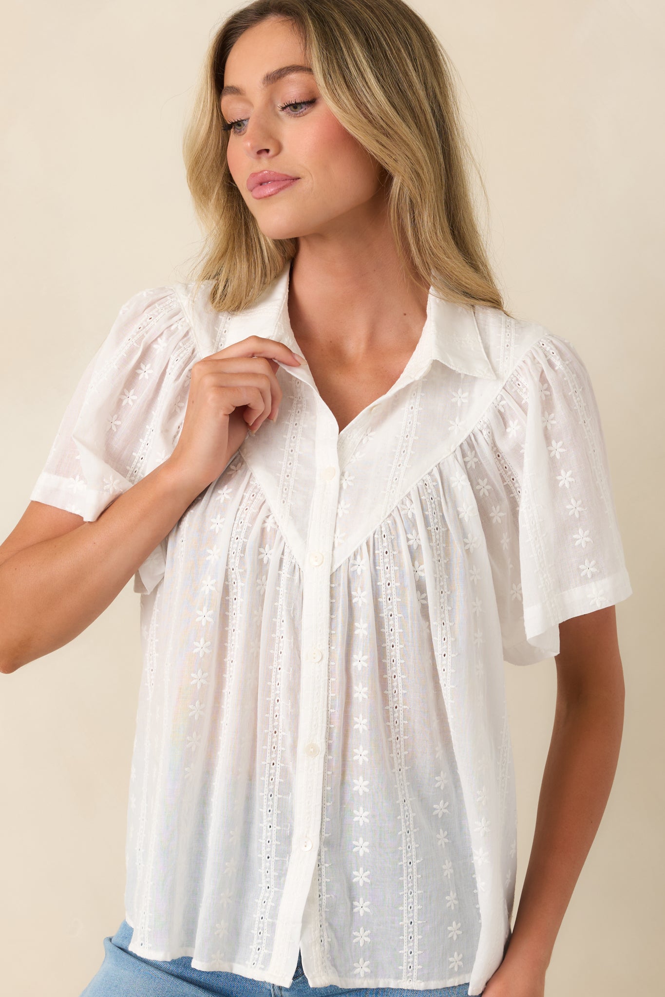 Semi-sheer finish on cotton top showing light and breathable construction.