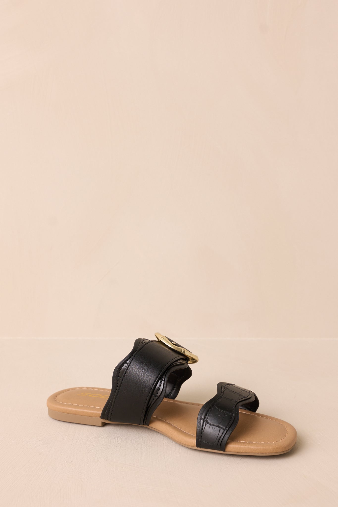 Another side view focusing on the cushioned sole and the back edge of the sandals, emphasizing their structure and support.