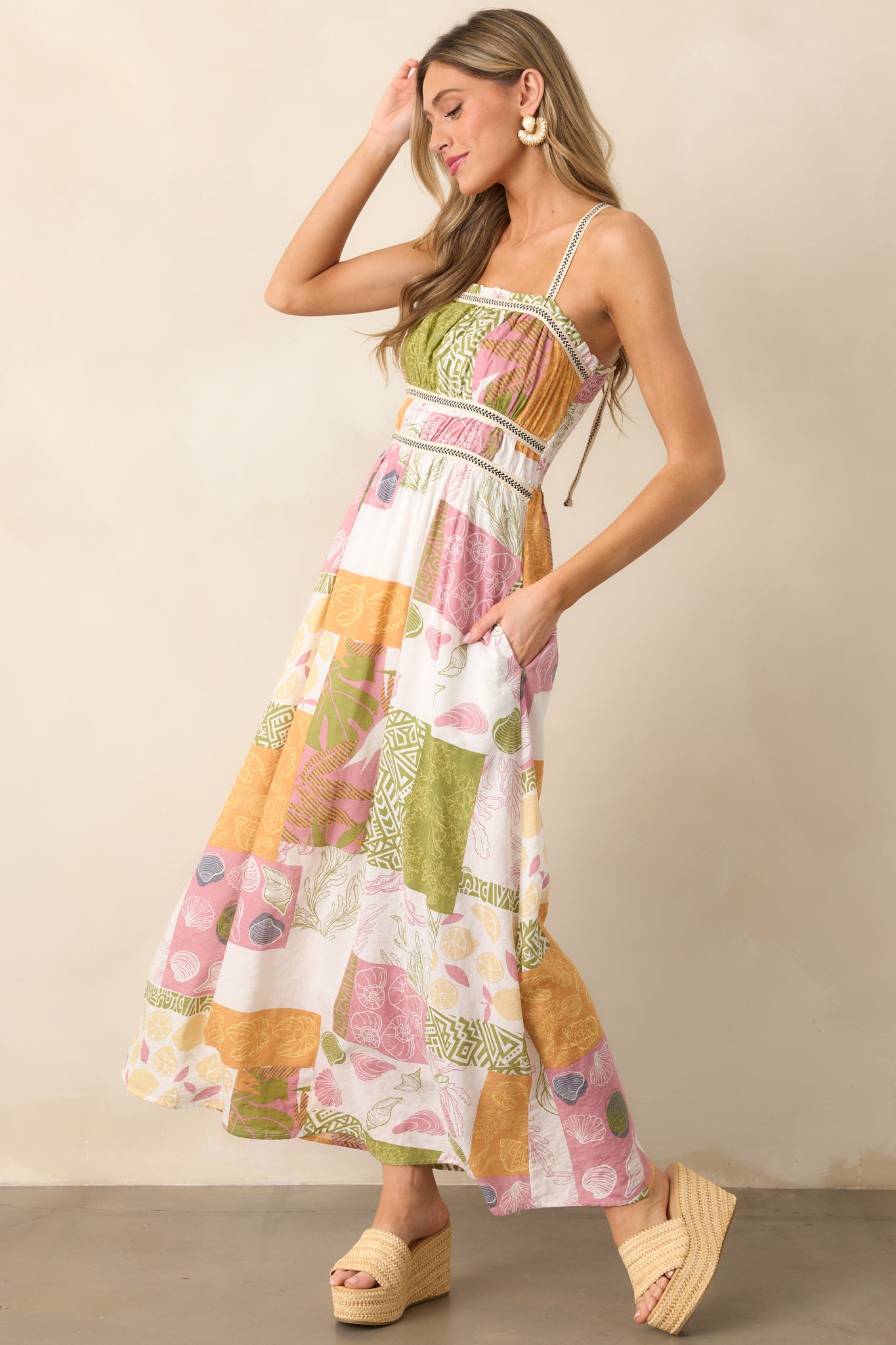 Ivory Patchwork Print Maxi Dress - All Dresses | Red Dress Ivory Patchwork Print Maxi Dress - All Dresses | Red Dress
