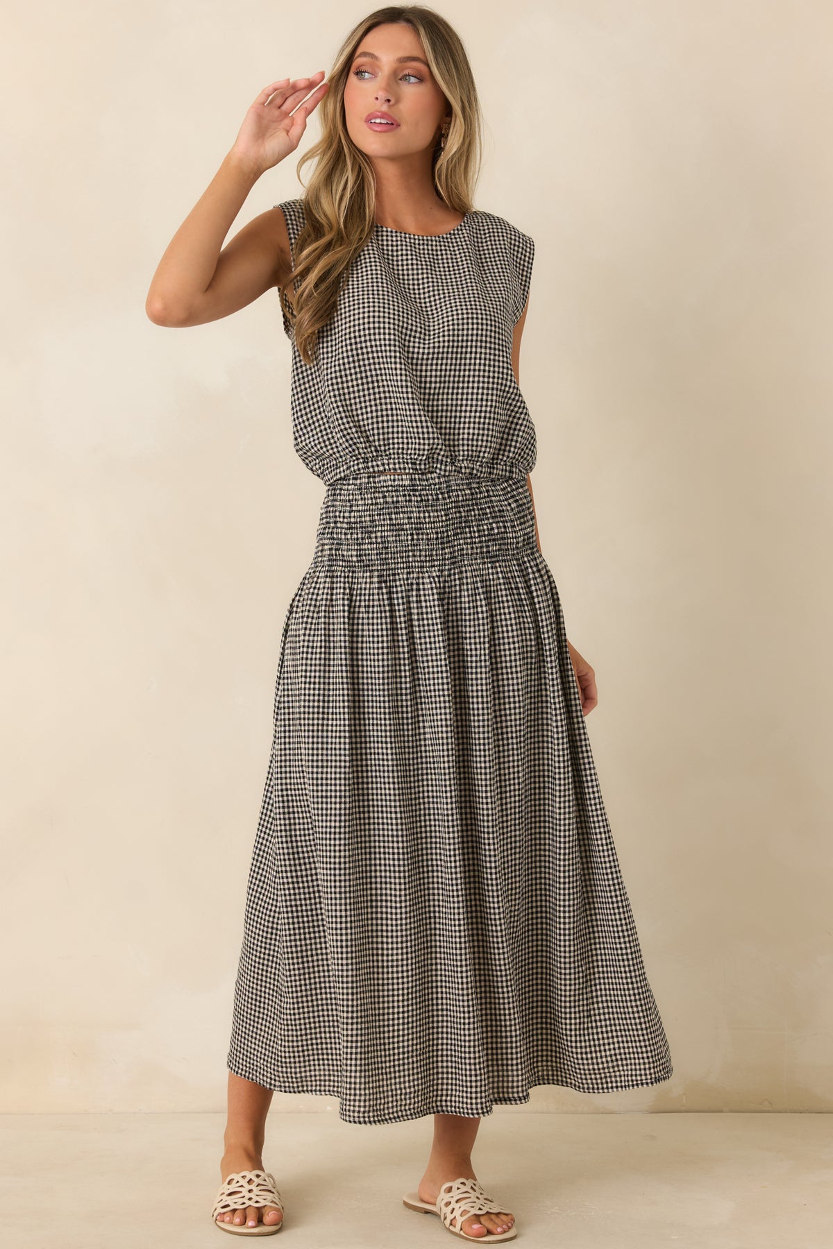 Soft linen blend skirt showcasing an elegant maxi length and effortless flowing movement.