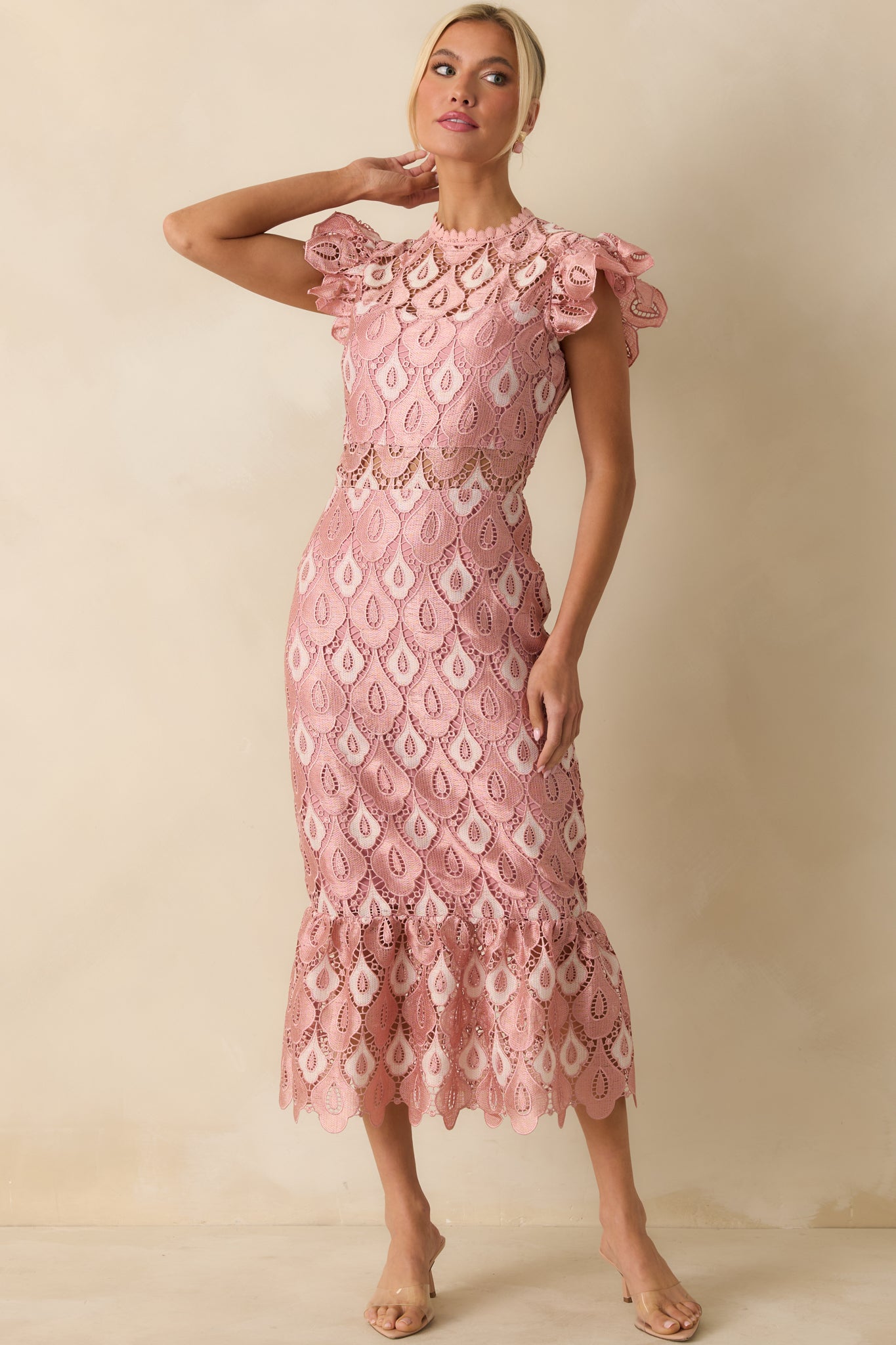 Soft Pink Lace Short Sleeve Maxi Dress - Event Dresses | Red Dress Soft Pink Lace Short Sleeve Maxi Dress - Event Dresses | Red Dress