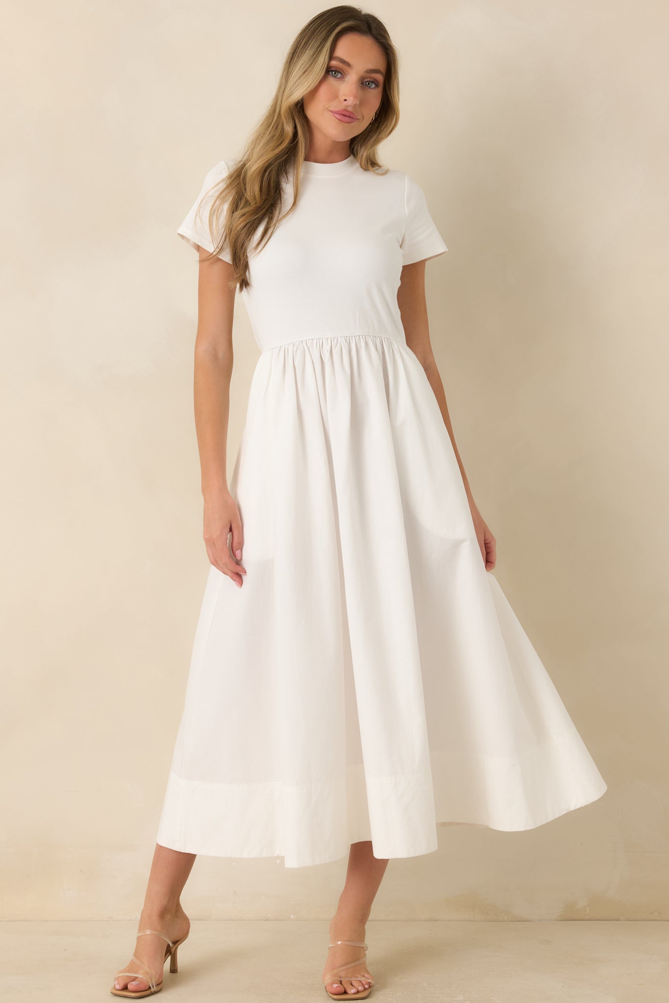 Women's Prosperina Aria White Cotton Short Sleeve Midi Dress | Size: M