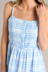 Alive And Free Blue Gingham Romper Dress - Red Dress