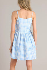 Alive And Free Blue Gingham Romper Dress - Red Dress