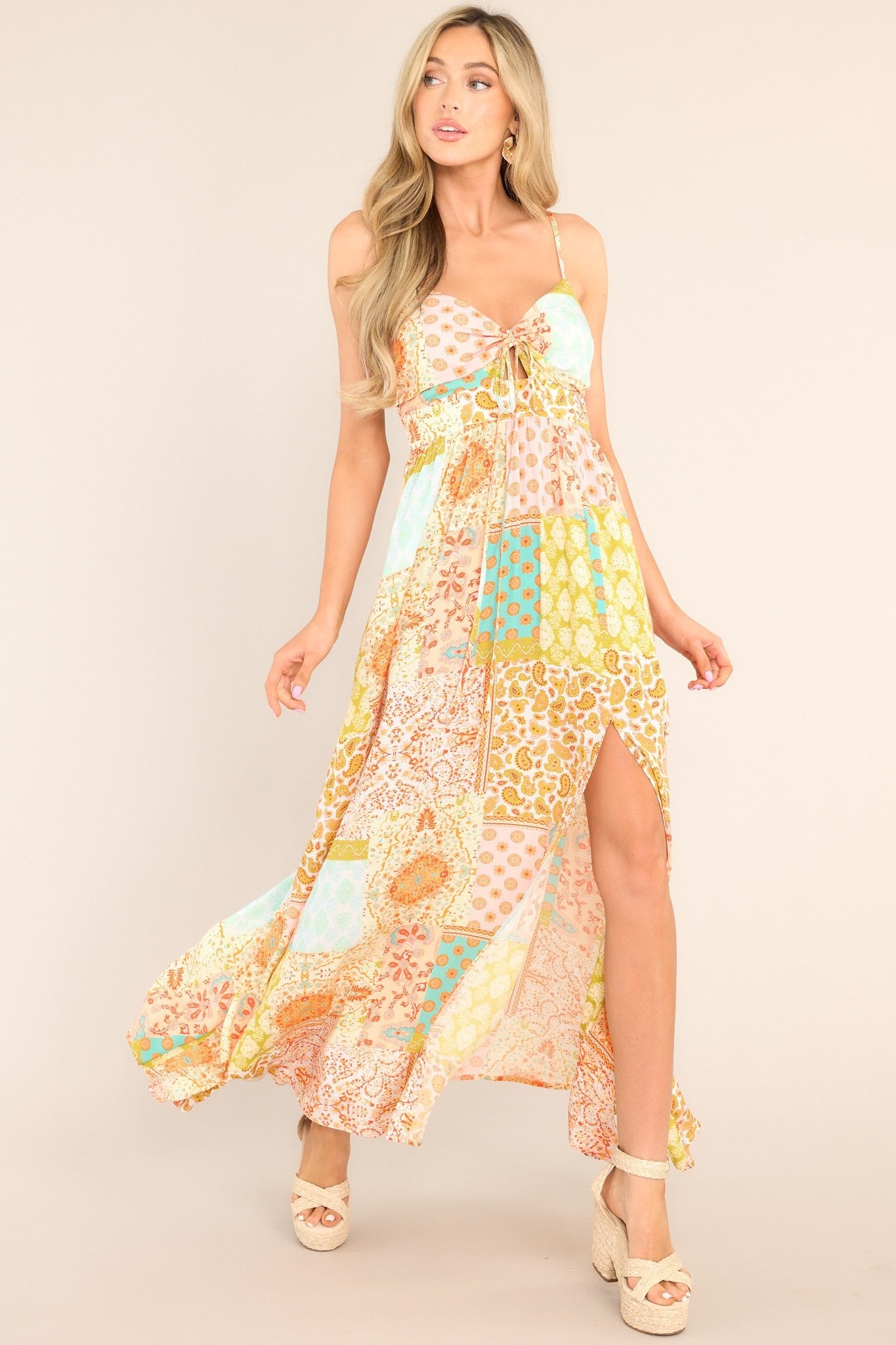 Tangerine Patchwork Maxi Dress - All Dresses | Red Dress Tangerine Patchwork Maxi Dress - All Dresses | Red Dress
