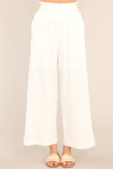 All Under Control Ivory Gauze Beach Pants - Red Dress