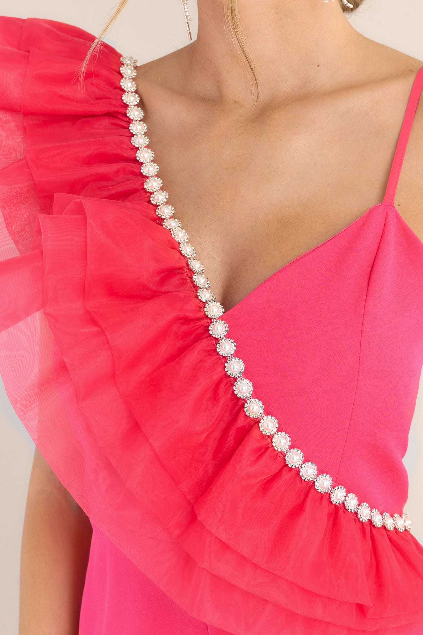 At Ease With You Hot Pink Jumpsuit - Red Dress