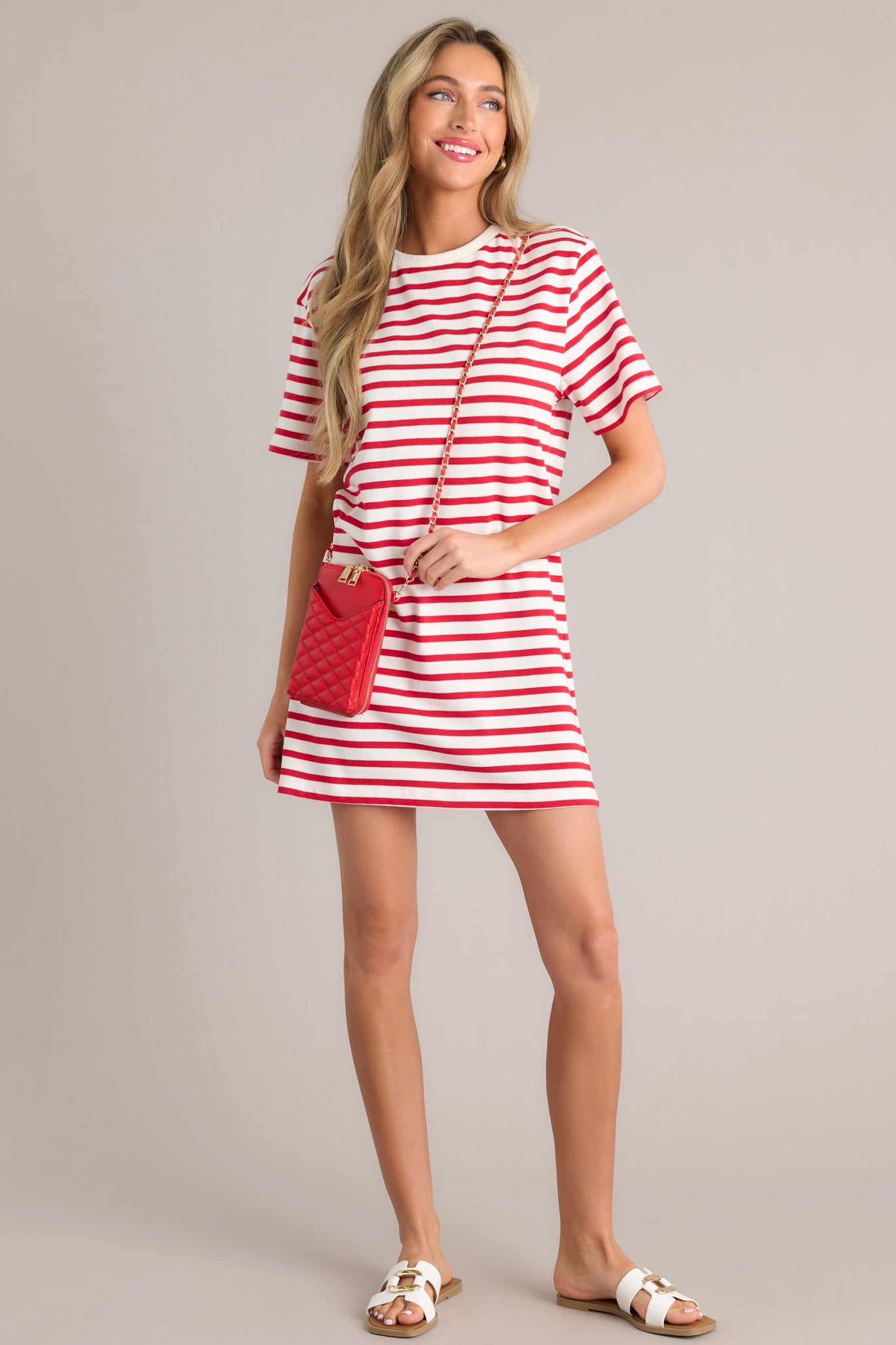Stripe Cotton Long T Shirt Dress Striped Cotton T-Shirt Dress