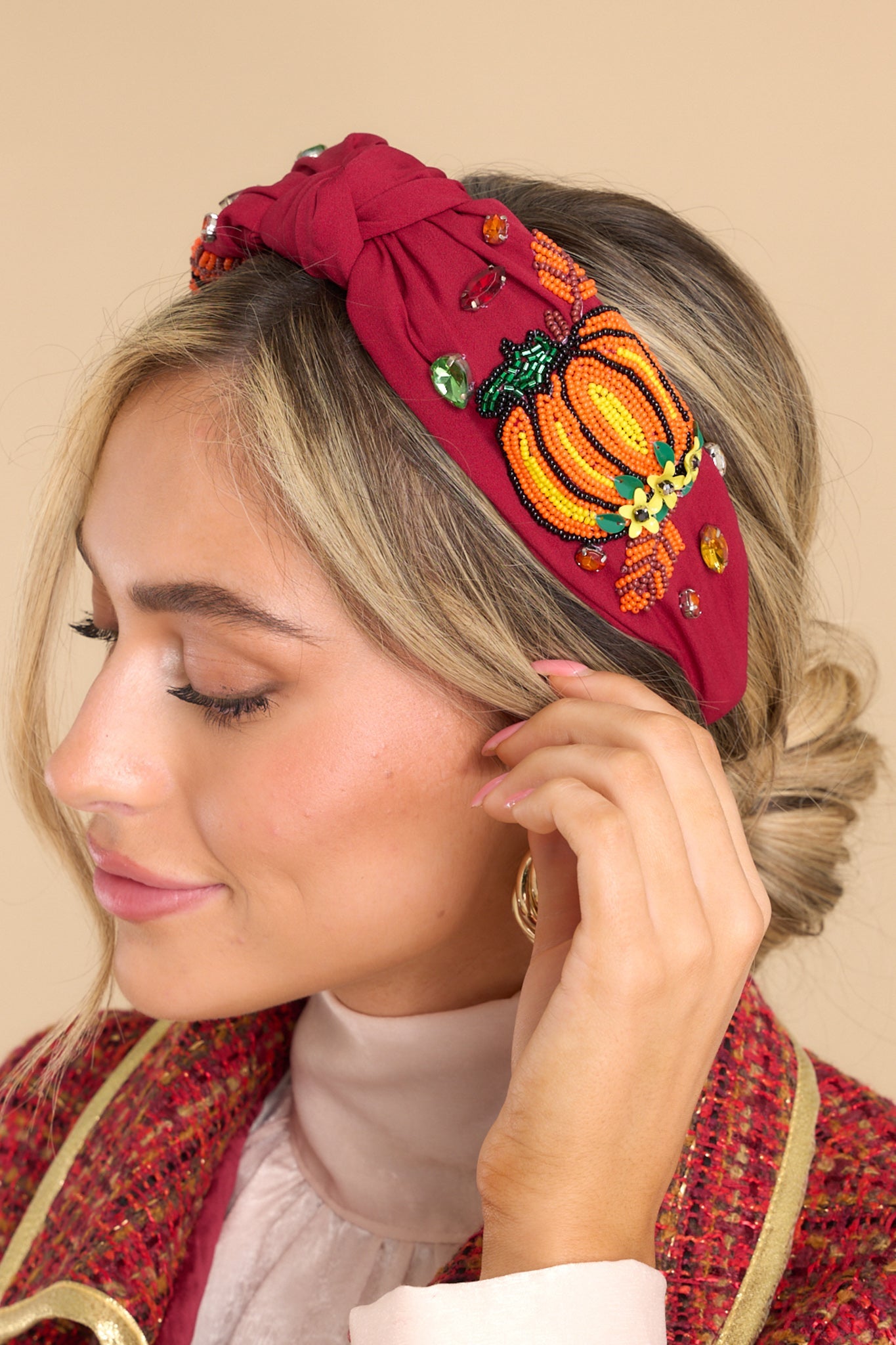 Adorable Burgundy Pumpkin Headband - Accessories | Red Dress Adorable Burgundy Pumpkin Headband - Accessories | Red Dress