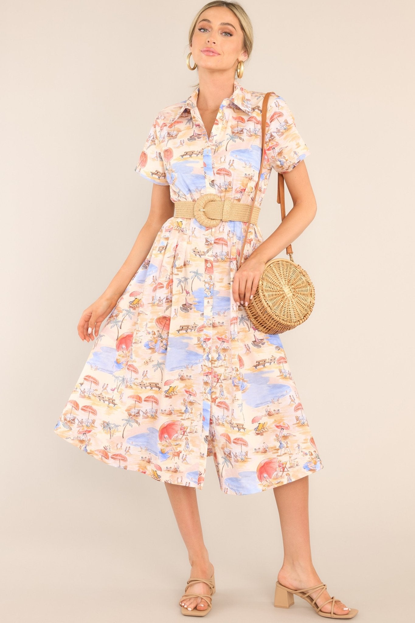 Fun Summer Beige Midi Dress - All Dresses | Red Dress Fun Summer Beige Midi Dress - All Dresses | Red Dress