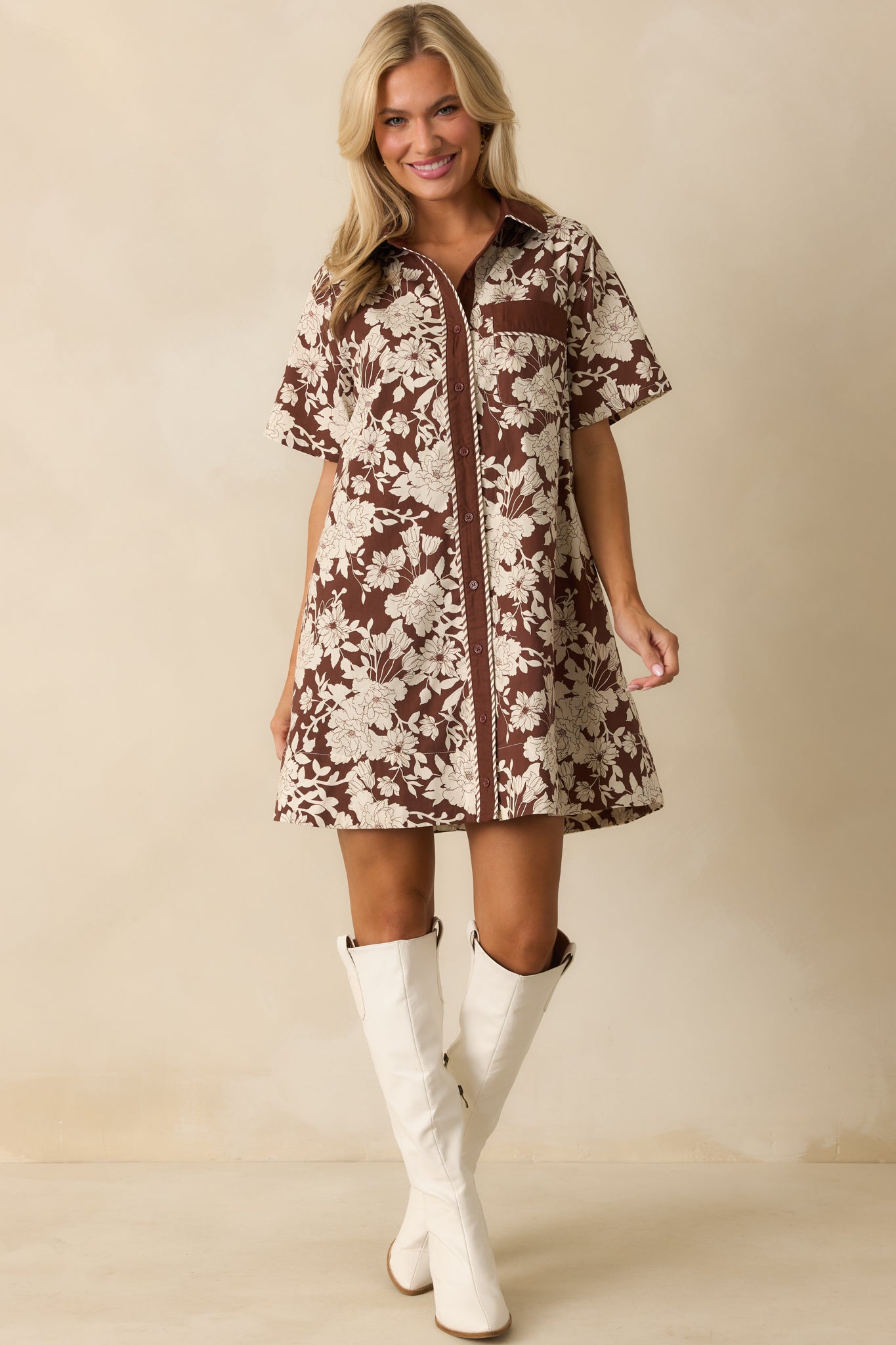 Front angle emphasizing the breast pocket and overall silhouette of the dress.