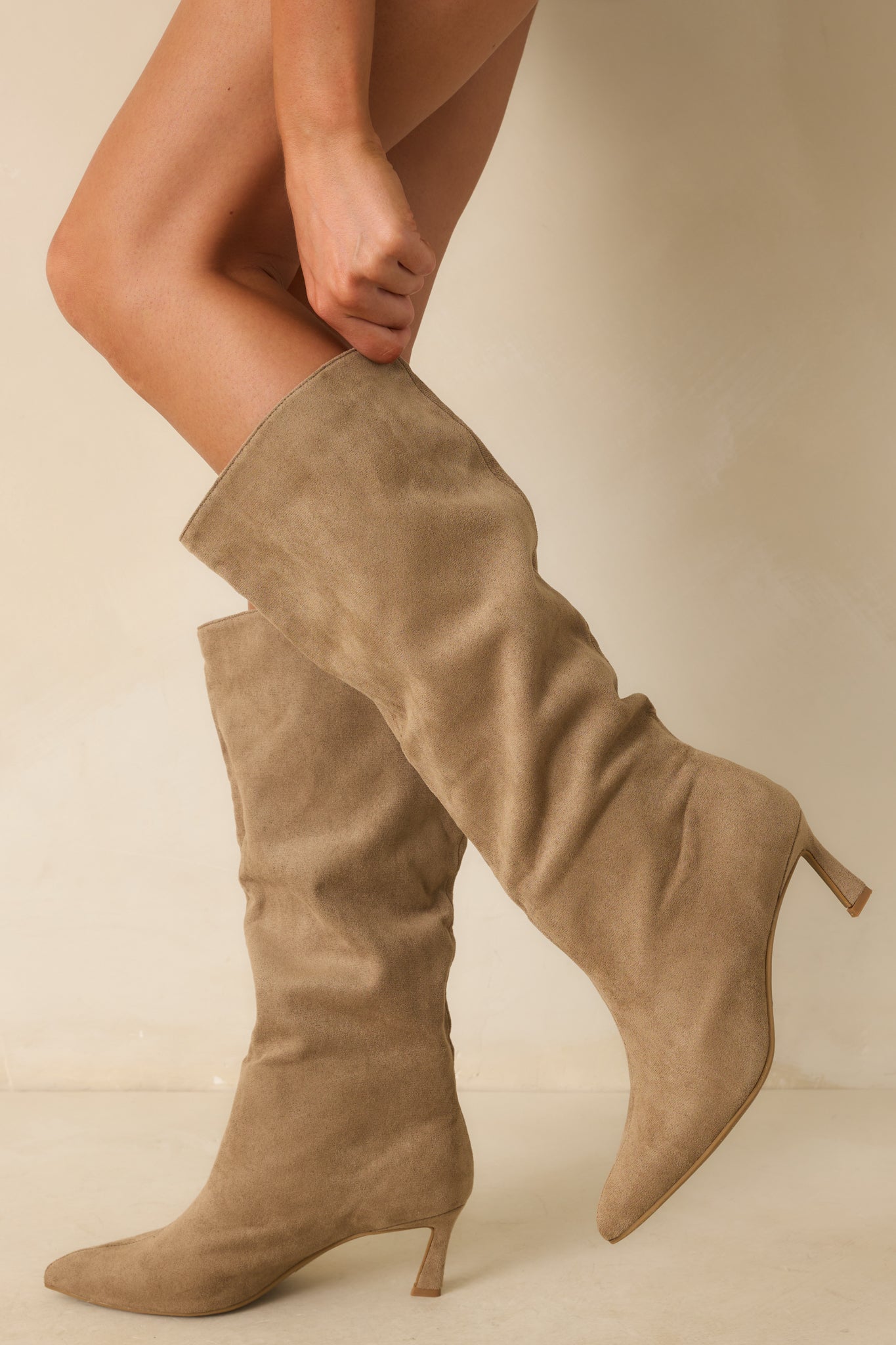 Brown Faux Suede Boots All Shoes Red Dress