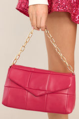 Captivatingly Chic Fuchsia Pink Bag - Red Dress