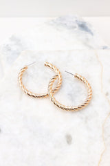 Check Your Vibe Gold Hoop Earrings - Red Dress