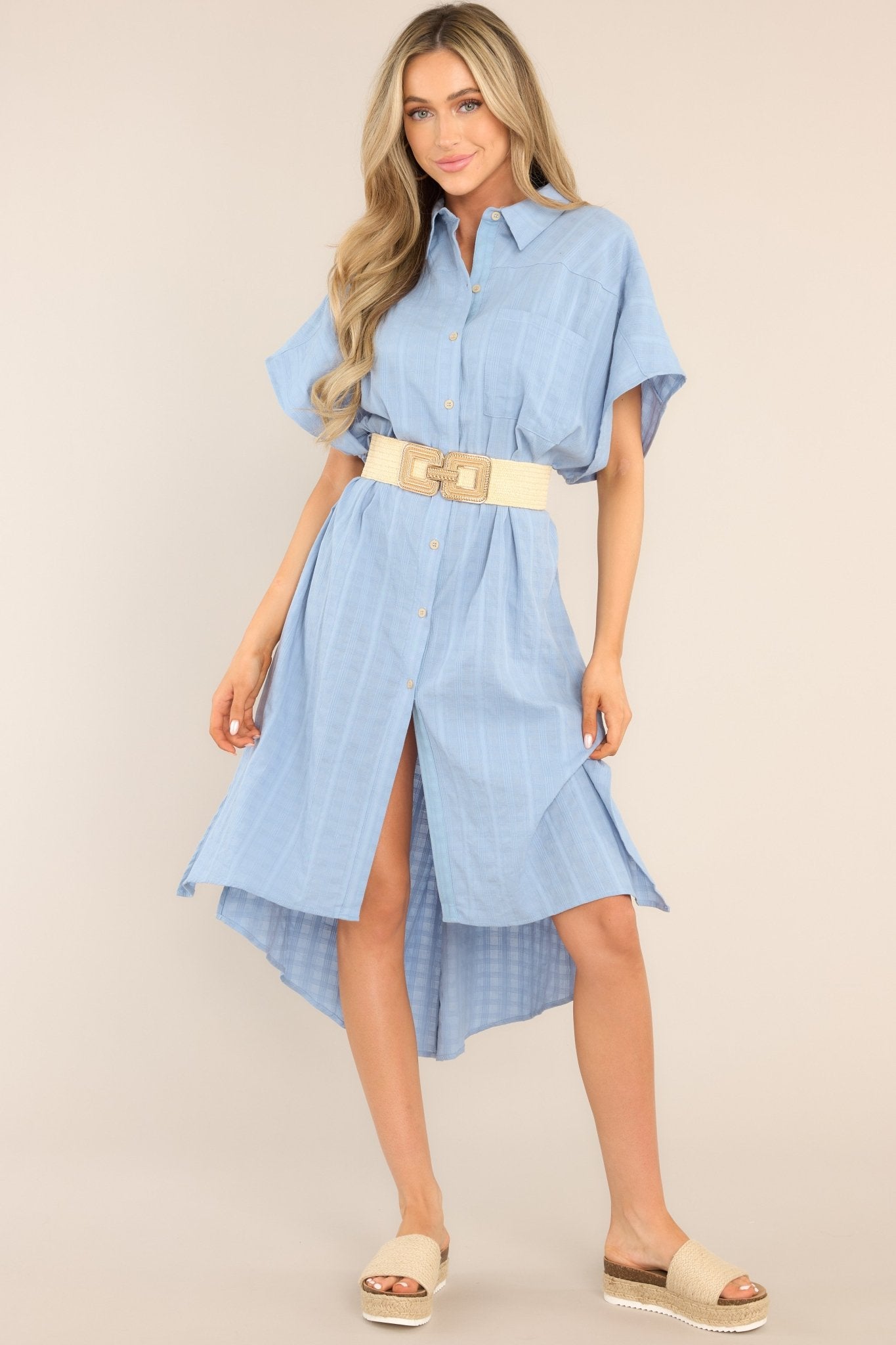 Oversized Sky Blue Midi Shirt Dress - All Dresses | Red Dress Oversized Sky Blue Midi Shirt Dress - All Dresses | Red Dress