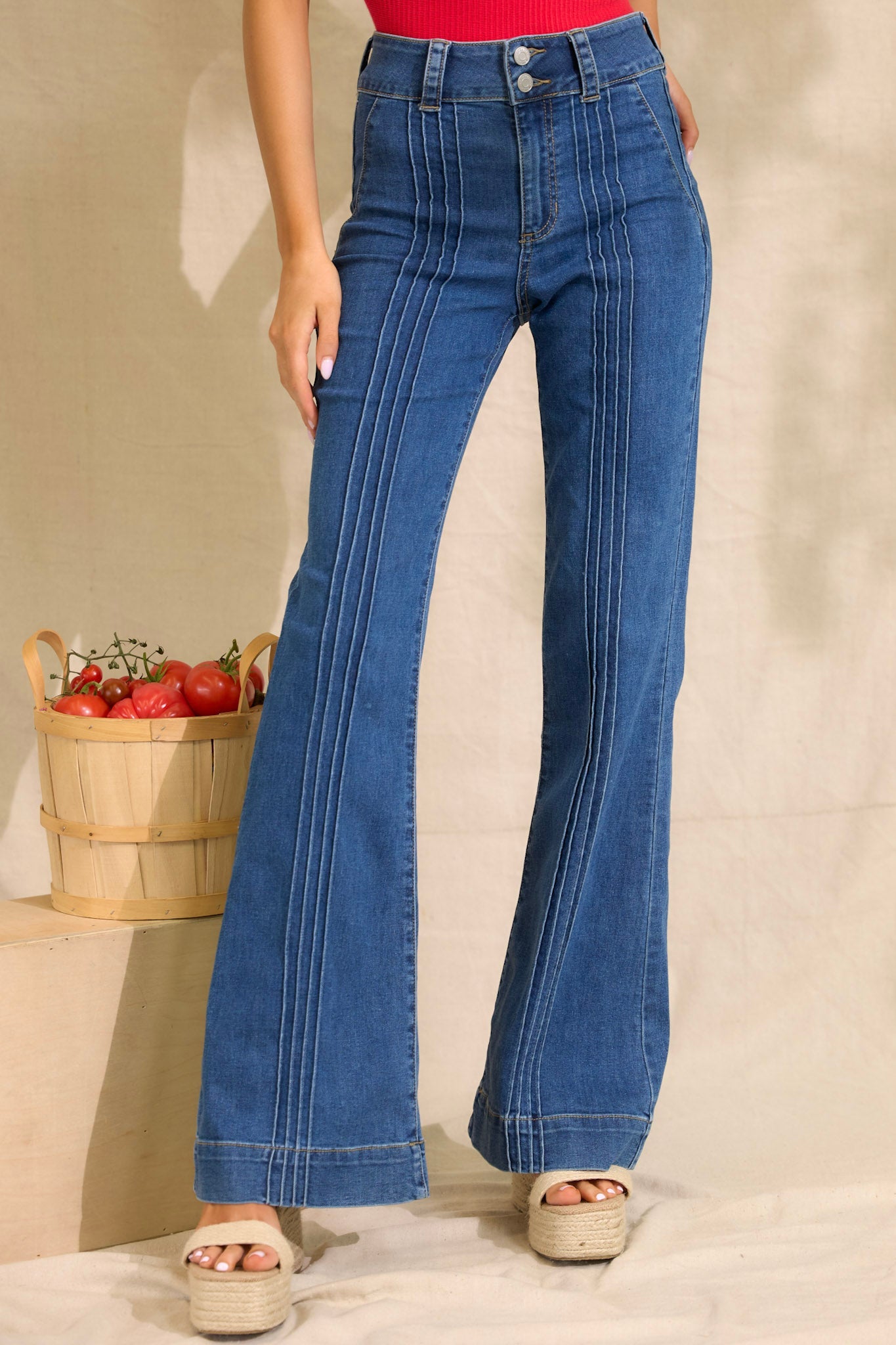 Dark Wash Flare Jeans - All Denim | Red Dress Dark Wash Flare Jeans - All Denim | Red Dress