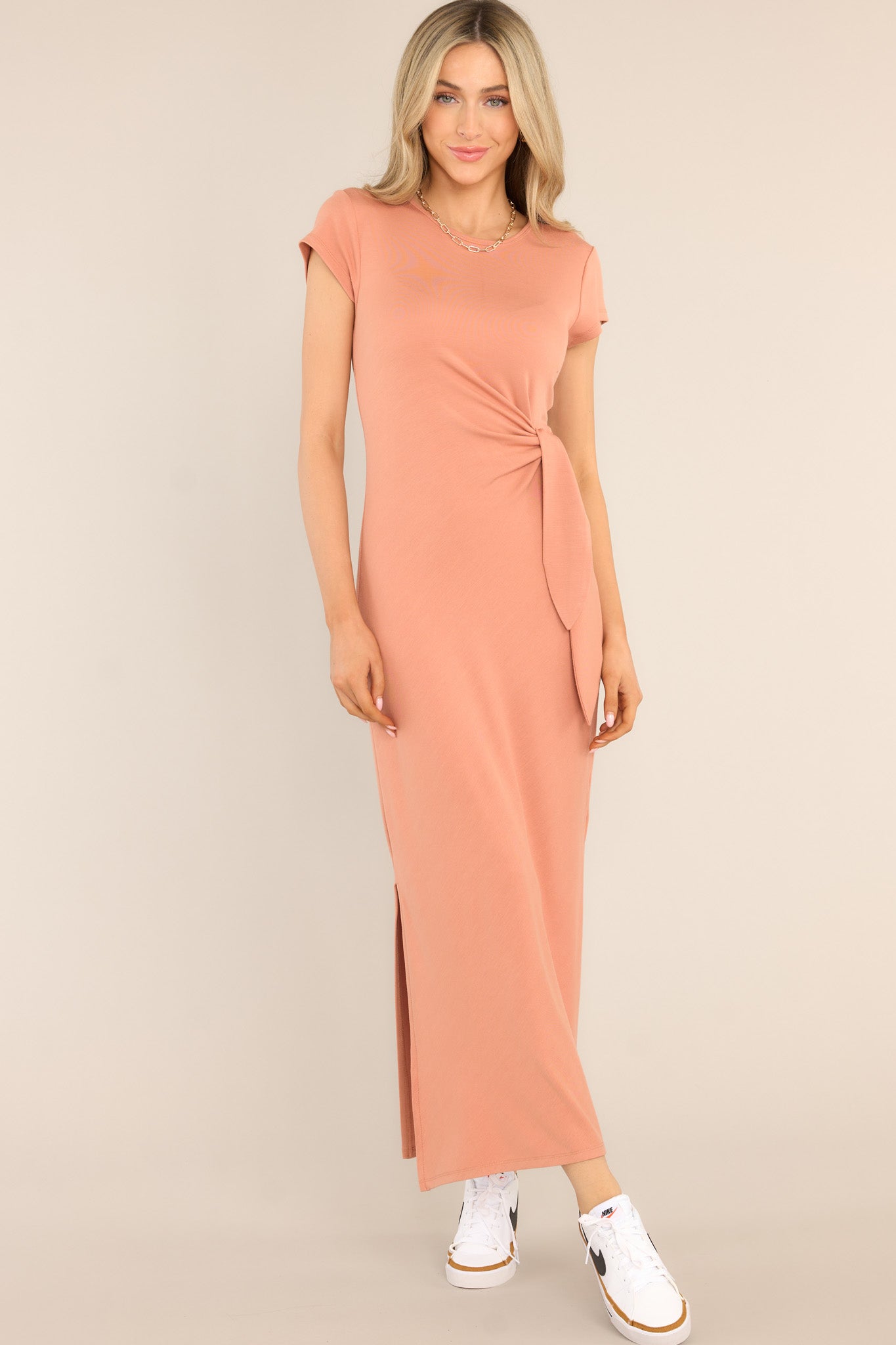 Casual Apricot Short Sleeve Dress - Maxi Dresses | Red Dress Casual Apricot Short Sleeve Dress - Maxi Dresses | Red Dress