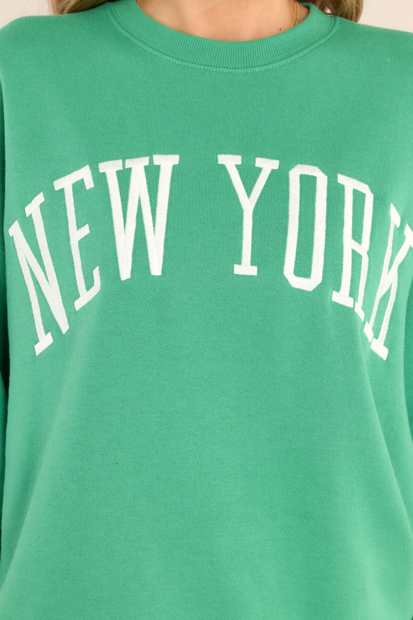 Concrete Jungle Green Embroidered Sweatshirt - Red Dress