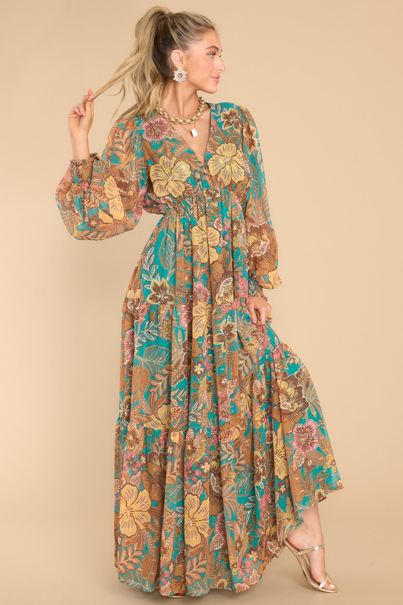 teal maxi dress Adorable Teal Multi Maxi Dress - All Dresses