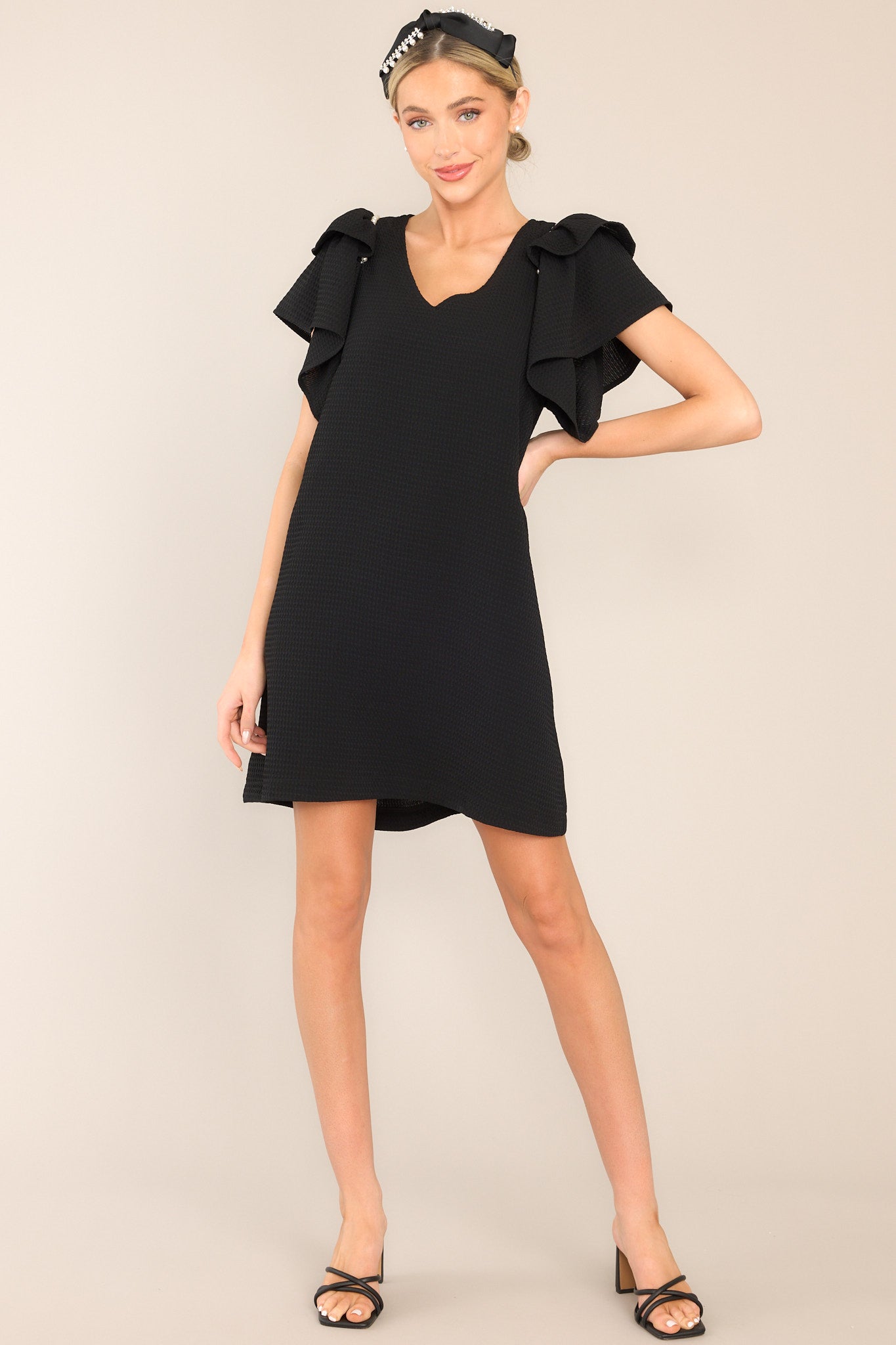 Black Mini Dress With Pearl Detailing - All Dresses | Red Dress Black Mini Dress With Pearl Detailing - All Dresses | Red Dress