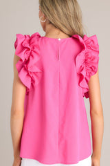 Dawn Of My Heart Hot Pink Ruffled Top - Red Dress