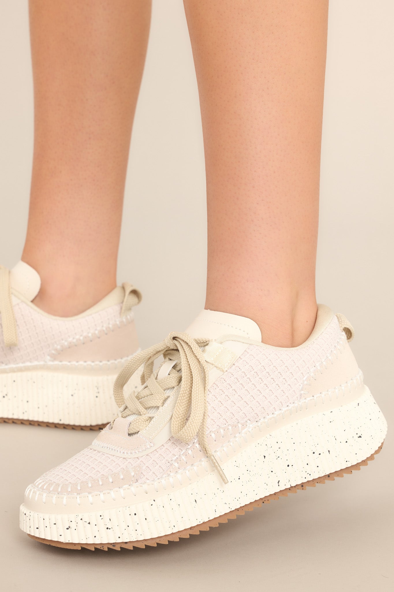 Beige Platform Knit Sneakers - All Sneakers | Red Dress Beige Platform Knit Sneakers - All Sneakers | Red Dress