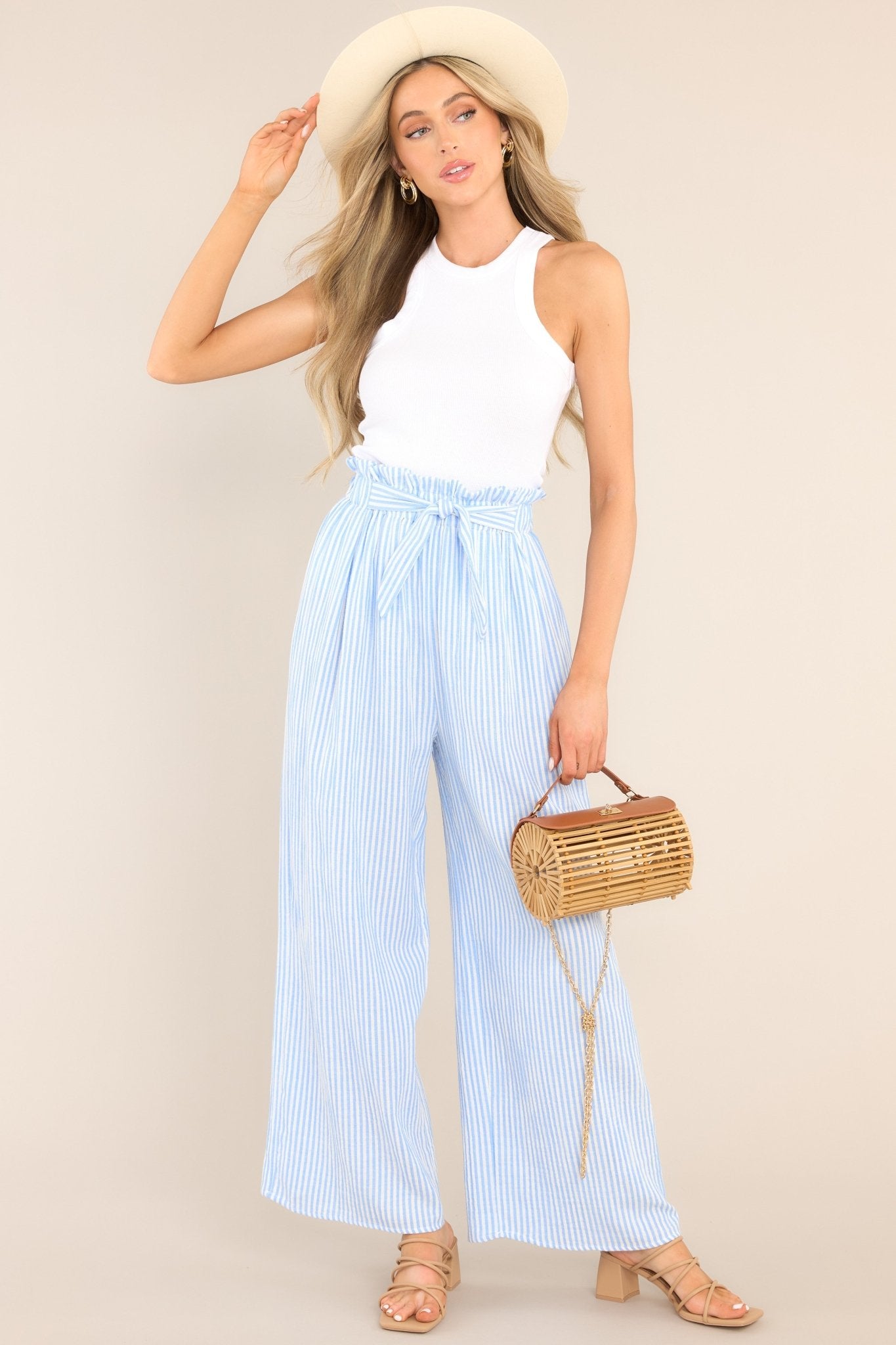Lightweight Blue White Striped Pants All Pants Red Dress