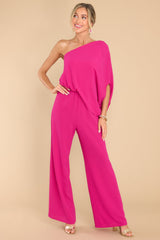 Dreaming Of New Fuchsia One Shoulder Jumpsuit - Red Dress