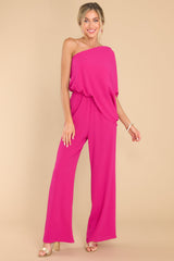 Dreaming Of New Fuchsia One Shoulder Jumpsuit - Red Dress