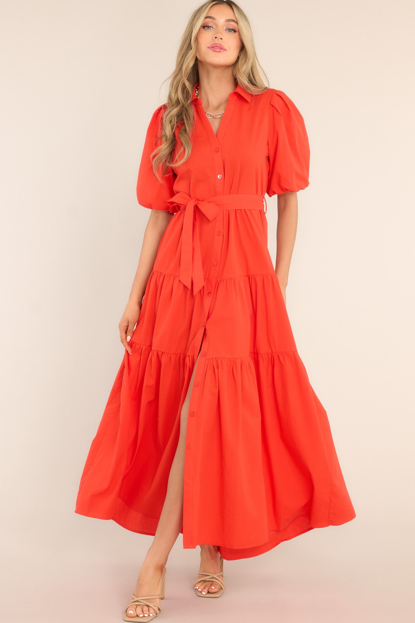 Eternal Flame Red Button Front Maxi Dress Eternal Flame Red Button Front Maxi Dress