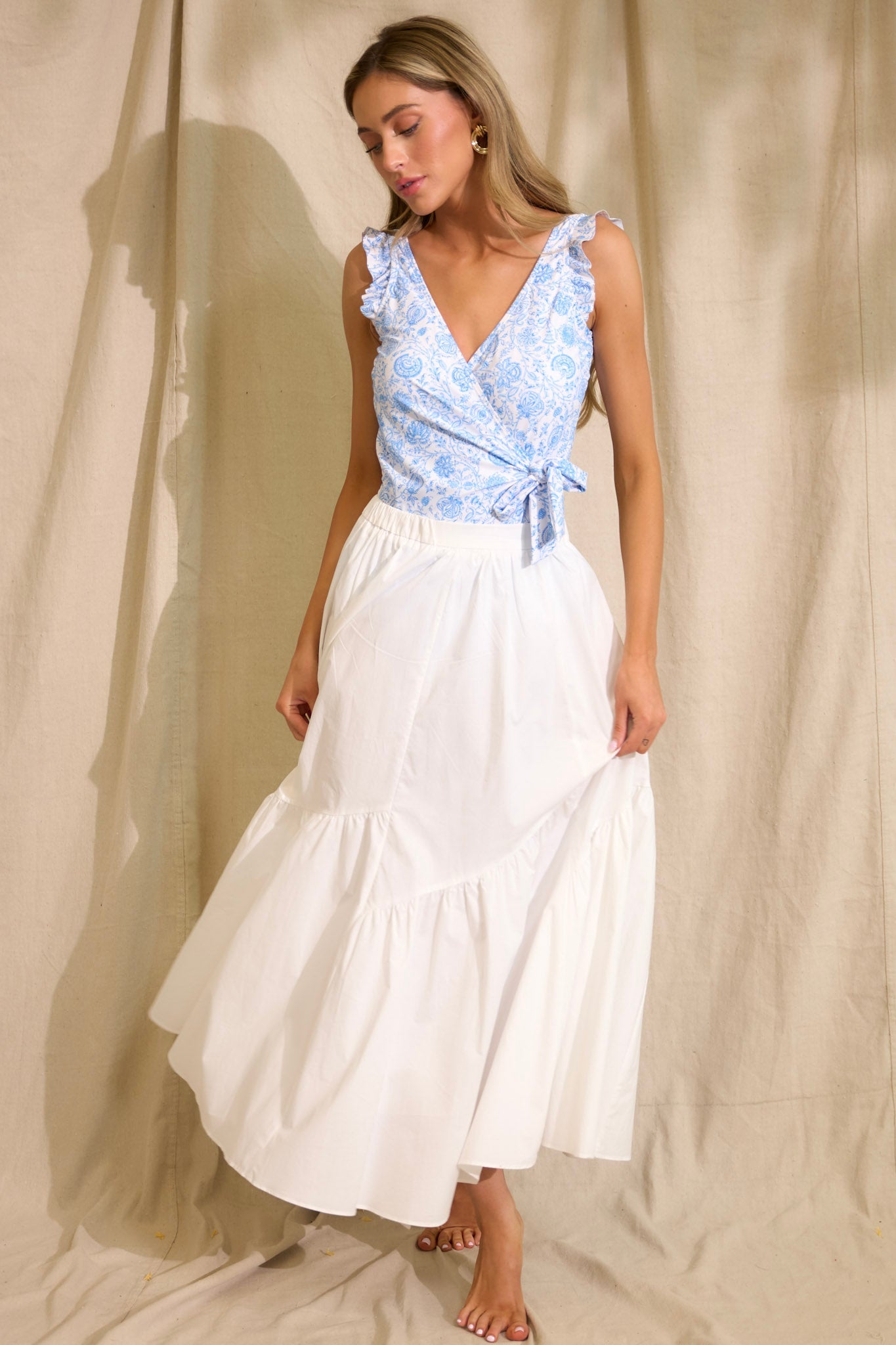 White Cotton Midi Skirt - All Bottoms | Red Dress