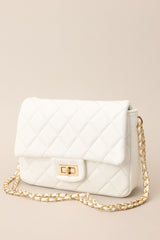 Everyday Pleasures White Quilted Handbag - Red Dress