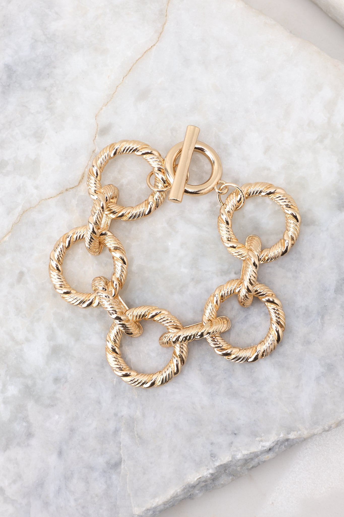 Fashion Forward Gold Bracelet - Red Dress