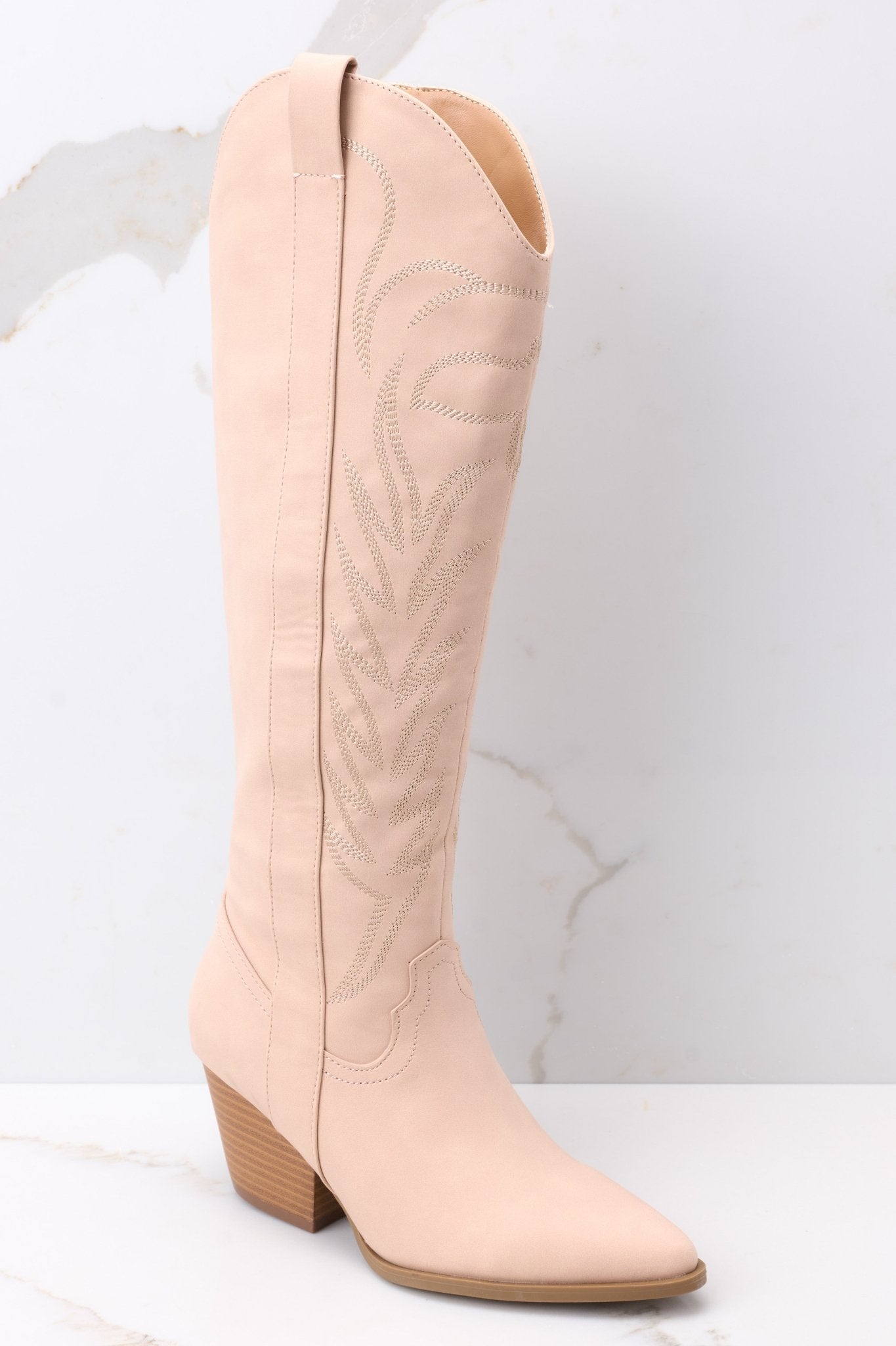 Sassy Knee High Beige Boots -All Boots | Red Dress