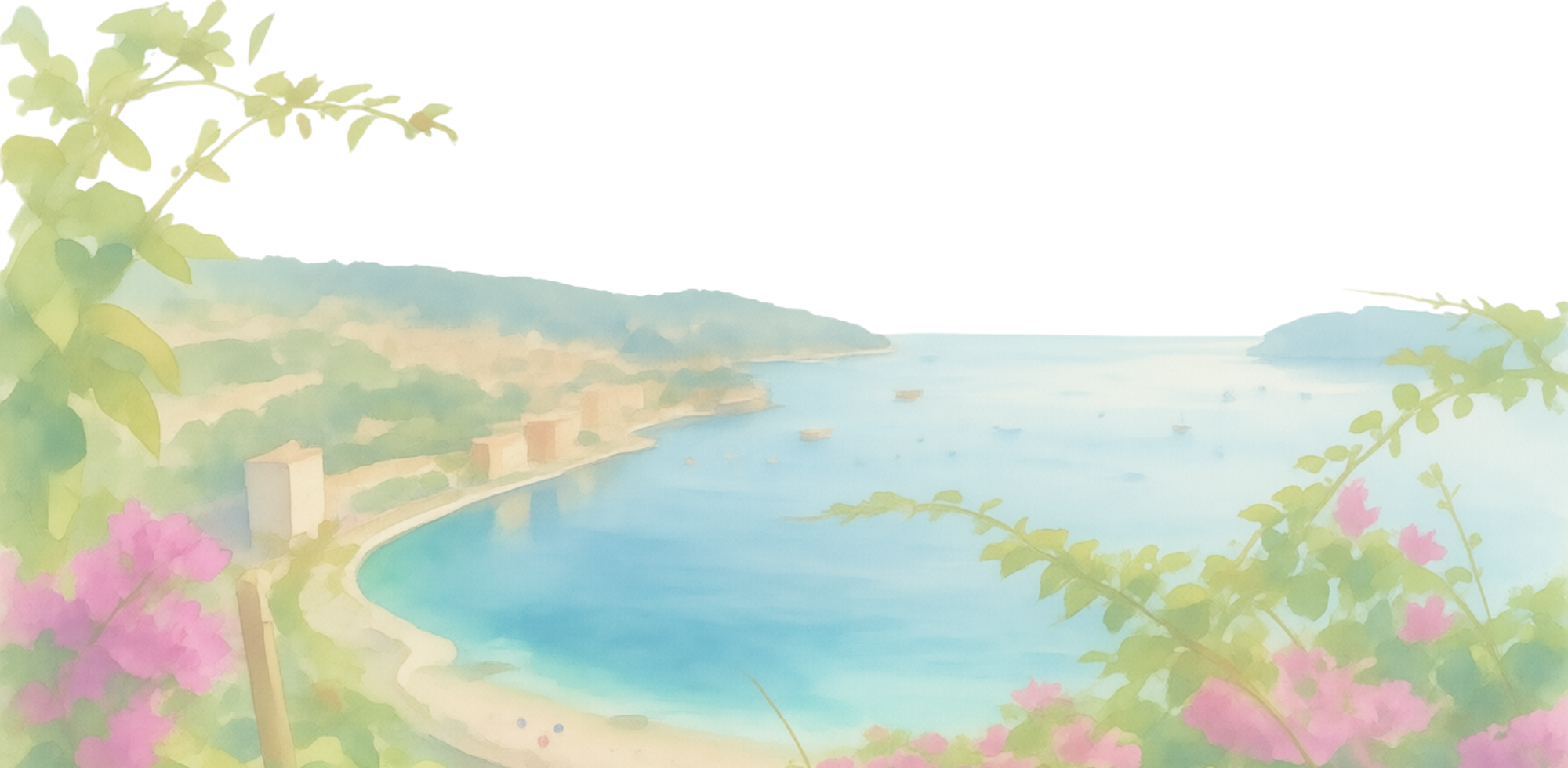 watercolor image of the coast of the french riviera