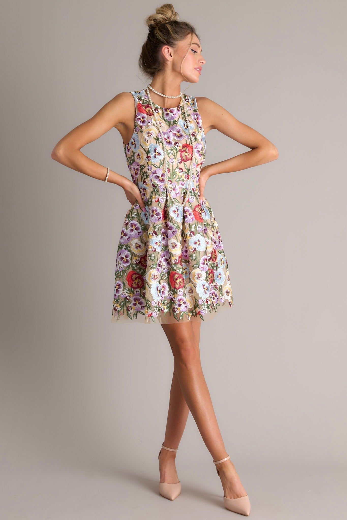 Natural Floral Embroidered Mini Dress - All Dresses | Red Dress Natural Floral Embroidered Mini Dress - All Dresses | Red Dress