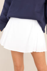 Get Moving White Pleated Skort - Red Dress