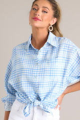 Grab The Chance Blue Gingham Top - Red Dress