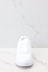 Iconic Steps White Platform Sneakers - Red Dress