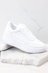 Iconic Steps White Platform Sneakers - Red Dress