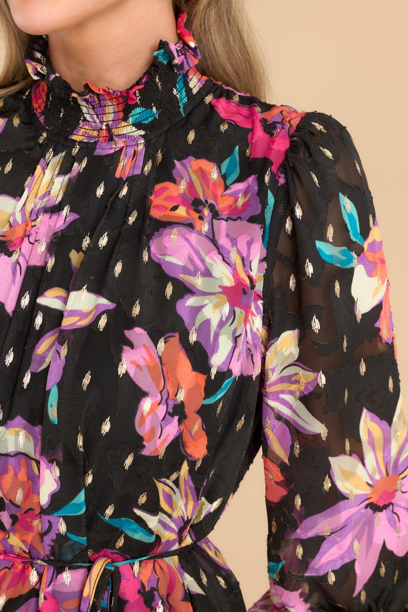 I'd Choose You Black Floral Print Dress - Red Dress