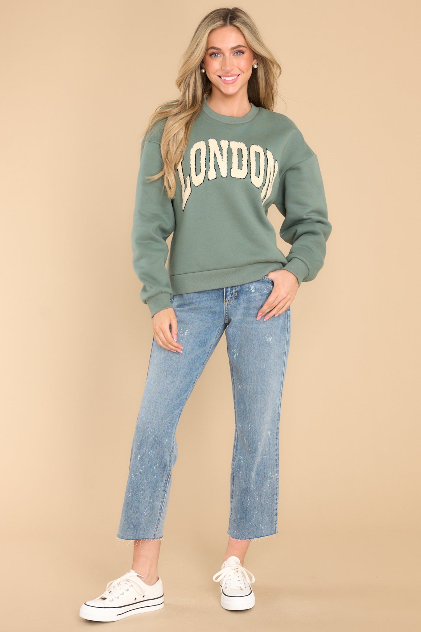 In Every City Sage London Sweatshirt - Red Dress