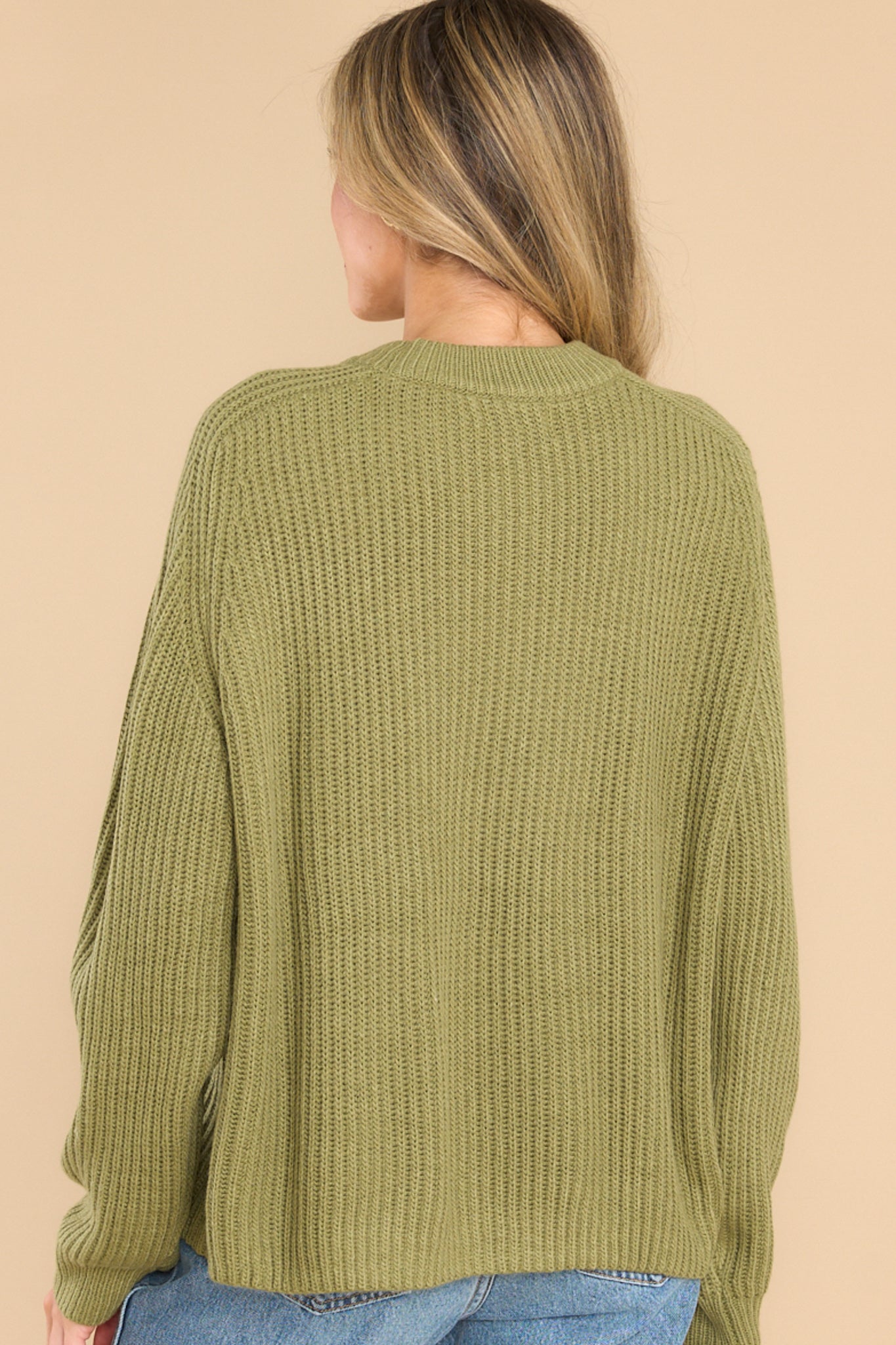 Just A Thought Light Olive Sweater - Red Dress