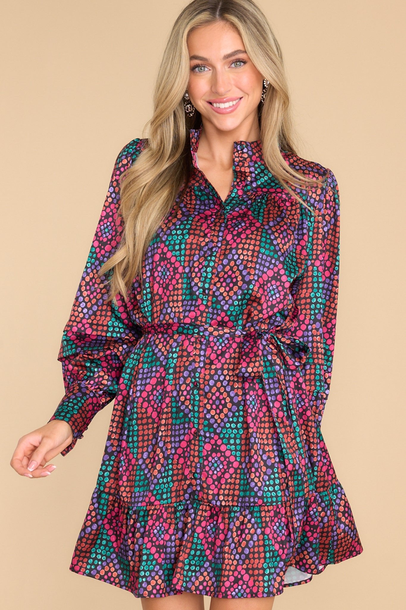 Just One Of Me Black Multi Print Dress - Red Dress